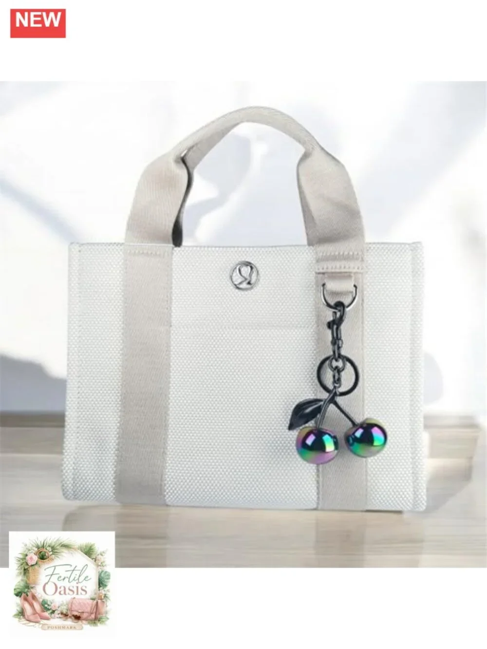 Cherry Bag Charm Keychain with Key Ring & Clip, Resin & Metal Purse Charm